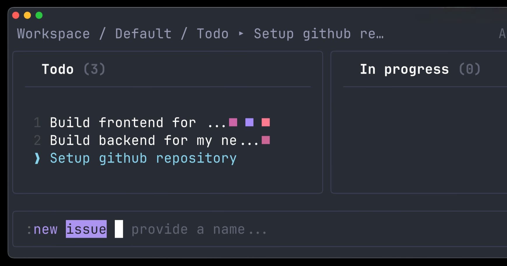 Epiq: rastreador de issues distribuído via Git com interface no terminal